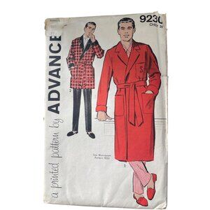 Vintage Advance 9230 Mens Robe Sewing Pattern Chest 38 Two Lengths Vintage UNCUT